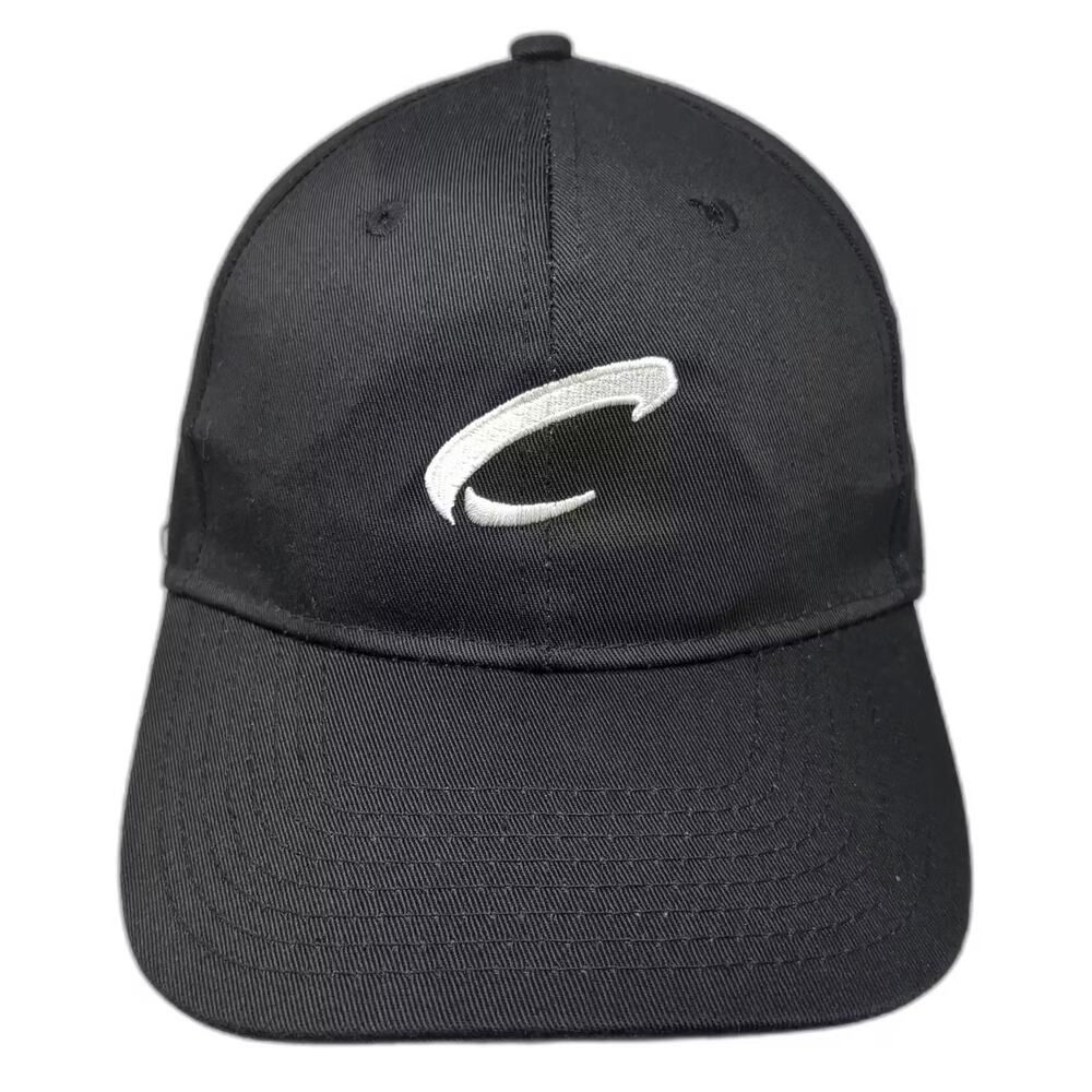 Hit Baseball Cap Black White OS Embroidered Logo Adjustable Strapback Hat